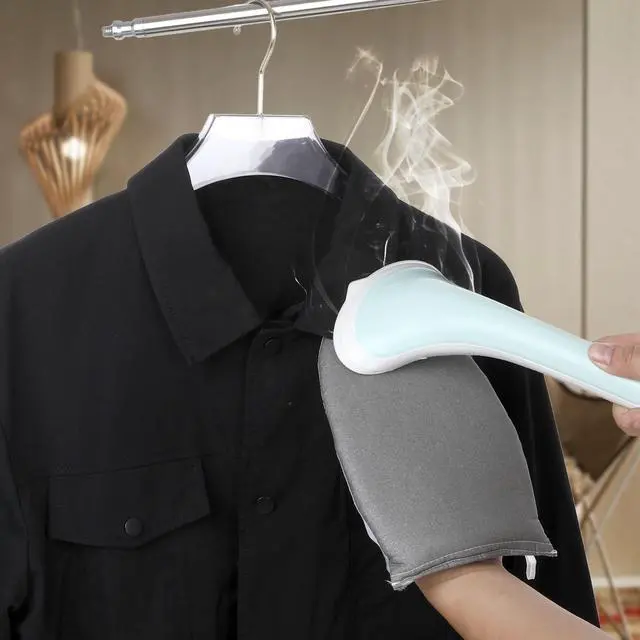 Alt view image 6 of 7 - Garment Steamer Ironing Gloves, Portable Clothing Steam Engine Gloves Anti Steam & Heat Resistant Garment Steamer Mitt Travel Handheld Ironing Board Accessories with Finger Loop for Steaming Clothes