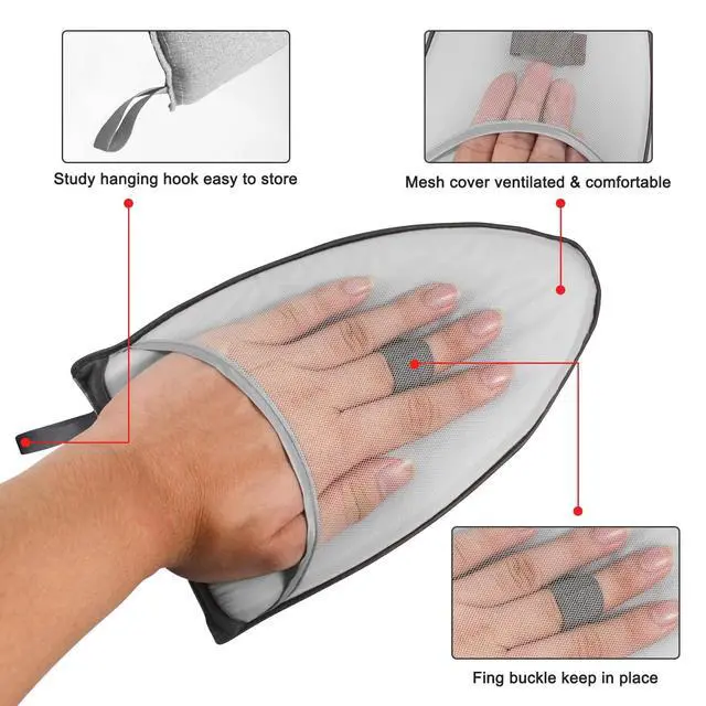 Alt view image 3 of 7 - Garment Steamer Ironing Gloves with Finger Loop,Hanging Garment ironing machine board,Standing ironing machine,Anti steam gloves,Heat resistant clothing steam engine gloves (Grey)