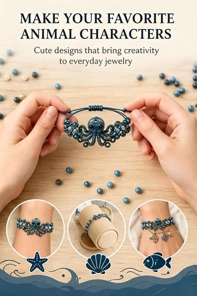 Alt view image 2 of 5 - DIY Beaded Bracelet Animal Making Kit with Instruction Sheet | Octopus Design, 3D Beadwork, Beginner-Friendly, Jewelry Craft Kit, for Craft Lovers