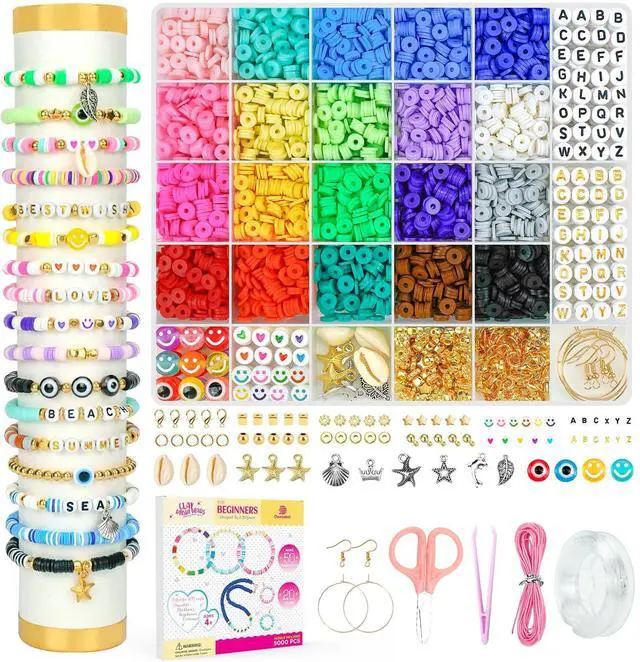Main image of Clay Beads Bracelet Making Kit for Beginner, 5000 Pcs Preppy Polymer Clay Beads with Charms Kit for Jewelry Making, DIY Arts and Crafts Birthday Gifts Toys for Kids Age 6-13