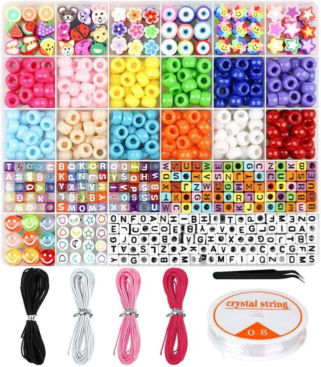 Main image of Bracelet Making Kit, Beads for Bracelets Making Pony, Kandi, Polymer Clay, Smile Face & Letter Beads for Jewelry Making, DIY Arts and Crafts Gifts Toys for Girls Age 6-12