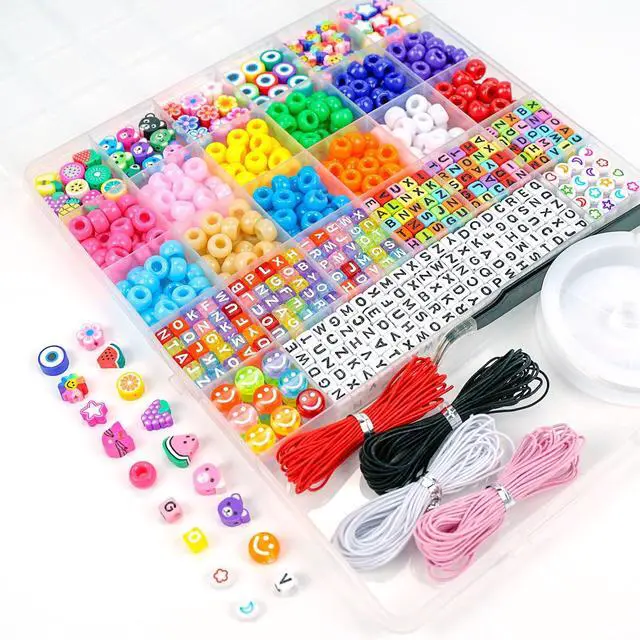 Alt view image 2 of 6 - Bracelet Making Kit, Beads for Bracelets Making Pony, Kandi, Polymer Clay, Smile Face & Letter Beads for Jewelry Making, DIY Arts and Crafts Gifts Toys for Girls Age 6-12