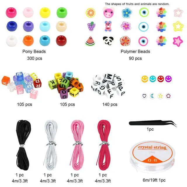 Alt view image 3 of 6 - Bracelet Making Kit, Beads for Bracelets Making Pony, Kandi, Polymer Clay, Smile Face & Letter Beads for Jewelry Making, DIY Arts and Crafts Gifts Toys for Girls Age 6-12