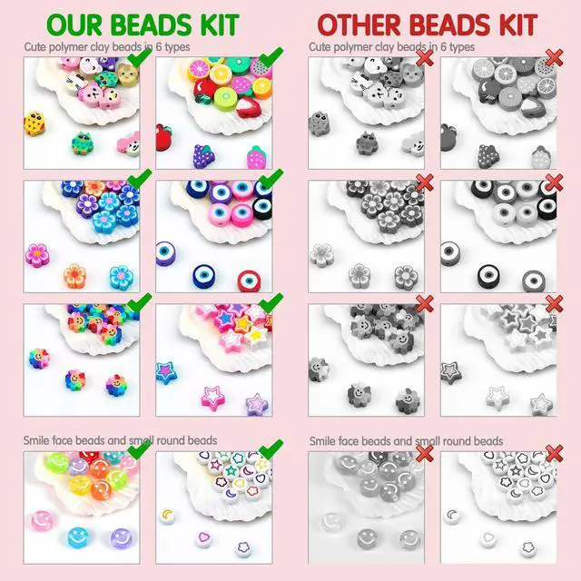 Alt view image 4 of 6 - Bracelet Making Kit, Beads for Bracelets Making Pony, Kandi, Polymer Clay, Smile Face & Letter Beads for Jewelry Making, DIY Arts and Crafts Gifts Toys for Girls Age 6-12