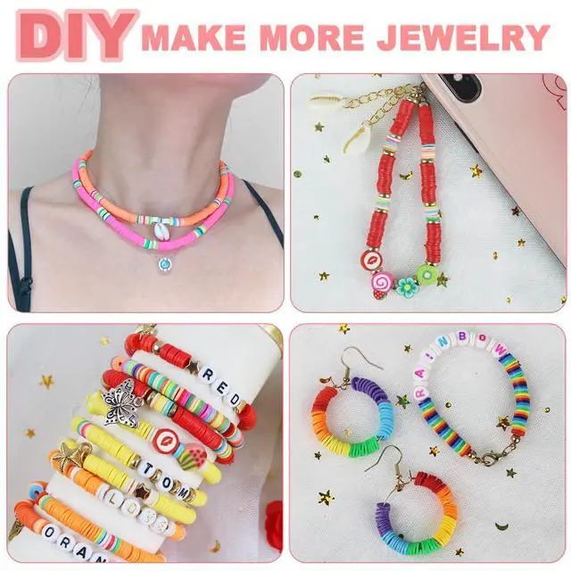 Alt view image 3 of 7 - 5100 Clay Beads Bracelet Making Kit, Flat Preppy Beads for Friendship Jewelry Making,Polymer Heishi Beads with Charms Gifts for Teen Girls Crafts for Girls Ages 8-12