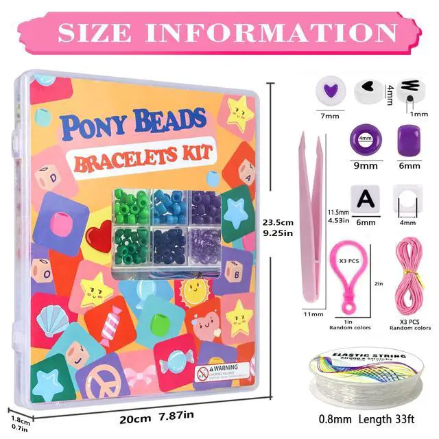 Alt view image 2 of 7 - 24Color 1000PCS Kandi Pony Beads Bracelets Jewelry Making Kits | Necklace Hair Braiding Letter Beads and Charms for DIY Hair Braiding, Craft and Gift for Girls