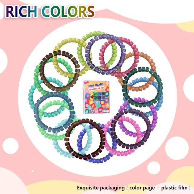 Alt view image 4 of 7 - 24Color 1000PCS Kandi Pony Beads Bracelets Jewelry Making Kits | Necklace Hair Braiding Letter Beads and Charms for DIY Hair Braiding, Craft and Gift for Girls