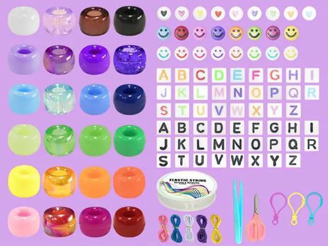 Alt view image 7 of 7 - 24Color 1000PCS Kandi Pony Beads Bracelets Jewelry Making Kits | Necklace Hair Braiding Letter Beads and Charms for DIY Hair Braiding, Craft and Gift for Girls