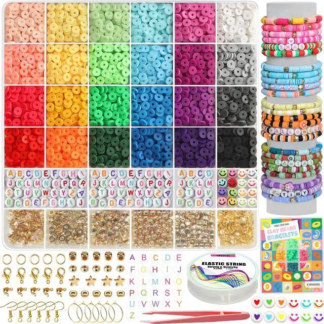 Main image of 6000+PCS 24 Color Polymer Clay Beads Friendship Bracelet Making Kit | DIY Flat Preppy Beads for Jewelry Making,Heishi Beads with Charms Gifts for Teen Girls Crafts for Ages 4-12