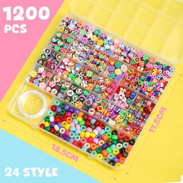 Alt view image 5 of 6 - 1200 Pcs Polymer Clay Beads Bracelet Making Kit, 25 Style Animal Fruit Flower Butterfly Bunny Pony Letter Beads Charms for Jewelry Making, DIY Art and Crafts Toys Gifts
