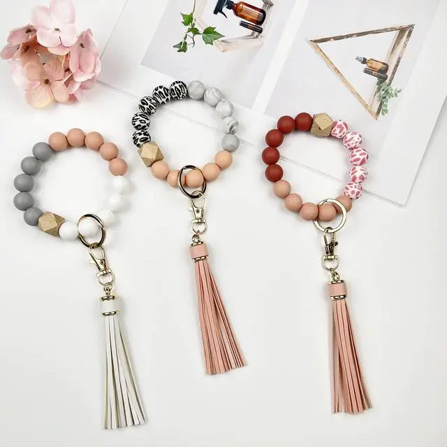Alt view image 4 of 7 - 100pcs Silicone Beads for Keychain Making,15mm Rubber Beads kit for Keychain Bracelet Lanyards Pens with Key Rings and Tassels