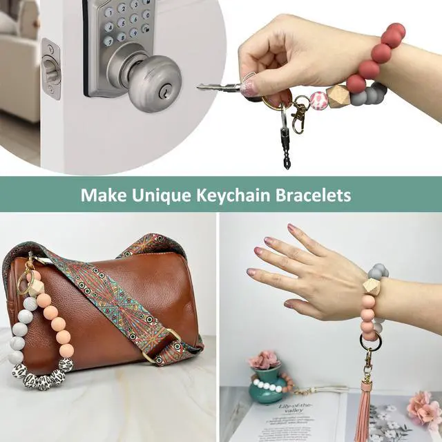 Alt view image 5 of 7 - 100pcs Silicone Beads for Keychain Making,15mm Rubber Beads kit for Keychain Bracelet Lanyards Pens with Key Rings and Tassels