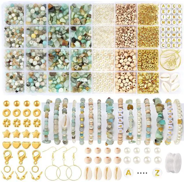 Main image of Jewelry Making Kit for Adults, 1562pcs Natural Stone Beads Bracelet Making | Funtopia Jewelry Making Supplies Gemstone Crystal Marble Beads for DIY Craft Bracelet Necklace Earrings