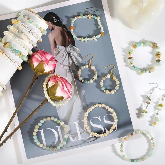 Alt view image 3 of 6 - Jewelry Making Kit for Adults, 1562pcs Natural Stone Beads Bracelet Making | Funtopia Jewelry Making Supplies Gemstone Crystal Marble Beads for DIY Craft Bracelet Necklace Earrings
