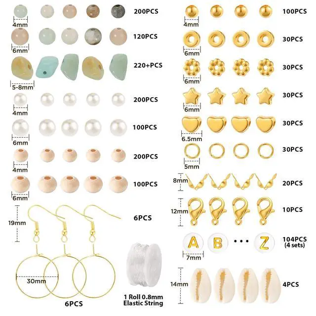 Alt view image 6 of 6 - Jewelry Making Kit for Adults, 1562pcs Natural Stone Beads Bracelet Making | Funtopia Jewelry Making Supplies Gemstone Crystal Marble Beads for DIY Craft Bracelet Necklace Earrings