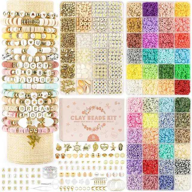 Main image of Clay Beads 3 Boxes Bracelet Making Kit, 10800pcs Beads for Jewelry Making, Letter Beads for Friendship Bracelets DIY Arts and Crafts Gifts for Girls Adults