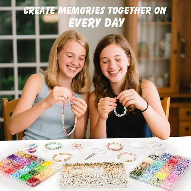 Alt view image 5 of 7 - Clay Beads 3 Boxes Bracelet Making Kit, 10800pcs Beads for Jewelry Making, Letter Beads for Friendship Bracelets DIY Arts and Crafts Gifts for Girls Adults
