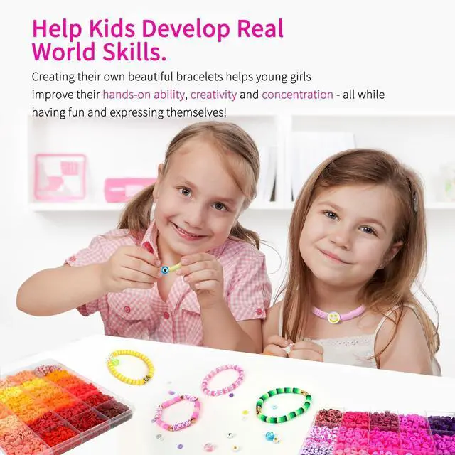 Alt view image 7 of 7 - Friendship Bracelet Kit, 14,000pcs 48 Colors Bracelet Making Kit Clay Beads with Number Letter Bead Set Concert Merch Arts and Crafts Gifts for Kids Teen Girls Jewelry Making Supplies Bracelet Maker