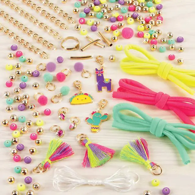 Alt view image 2 of 7 - Neo-Brite Chains & Charms Kit - Create 10 Unique Cord & Tassel Charm Bracelets, 195 Pieces, Includes Play Tray,DIY Playful Charm & Jewelry Kit, Tweens & Girls, Arts & Crafts, Ages 8+