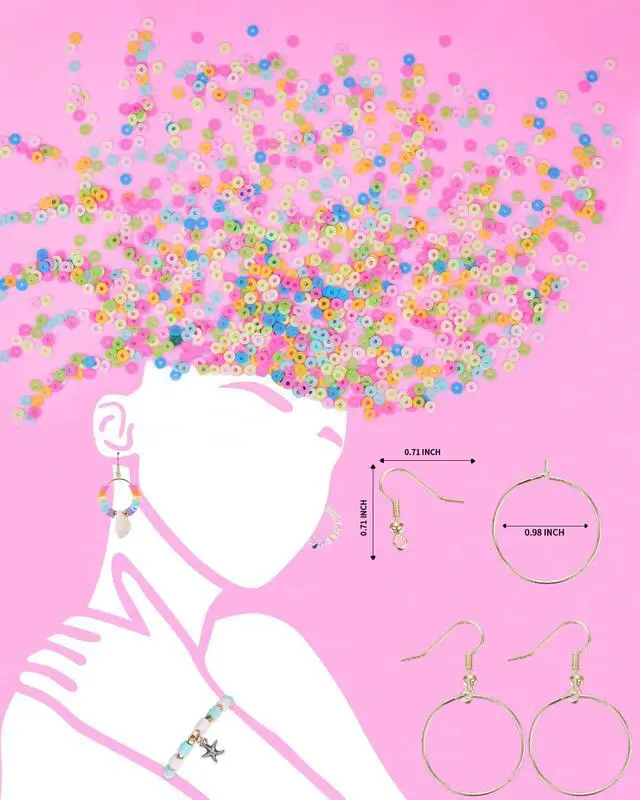 Alt view image 6 of 7 - Bracelet Making Kit 5000 Pcs Clay Beads Flat Preppy Beads for Friendship Jewelry Making Polymer Heishi Beads with Charms Gifts for Teen Girls Crafts for Girls Ages 6 7 8 9 10 11 12
