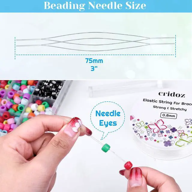 Alt view image 4 of 7 - Stretchy String for Bracelets, Cridoz 5 Rolls Clear Elastic String Stretch Cord Jewelry Bead Bracelet String with 2 Pcs Beading Needles for Seed Beads, Pony Beads