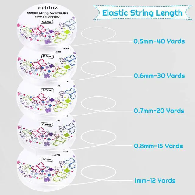 Alt view image 6 of 7 - Stretchy String for Bracelets, Cridoz 5 Rolls Clear Elastic String Stretch Cord Jewelry Bead Bracelet String with 2 Pcs Beading Needles for Seed Beads, Pony Beads