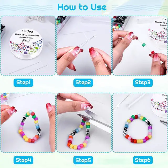 Alt view image 5 of 7 - Stretchy String for Bracelets, Cridoz 5 Rolls Clear Elastic String Stretch Cord Jewelry Bead Bracelet String with 2 Pcs Beading Needles for Seed Beads, Pony Beads