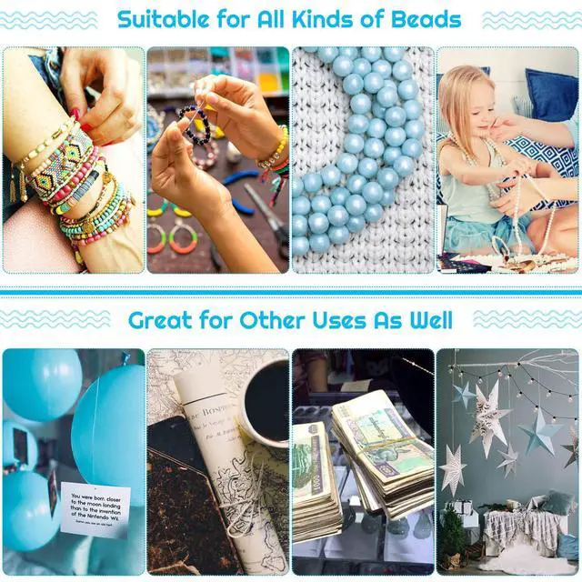 Alt view image 7 of 7 - Stretchy String for Bracelets, Cridoz 5 Rolls Clear Elastic String Stretch Cord Jewelry Bead Bracelet String with 2 Pcs Beading Needles for Seed Beads, Pony Beads