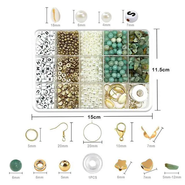 Alt view image 3 of 7 - Jewelry Making Kit, Natural Amazonite Stone & Letter Beads for DIY Crafts | Irregular Stone & Spacer Beads Bracelet Necklace Earrings Making Kit for Adults