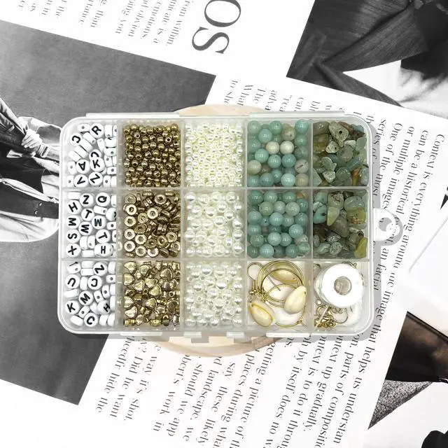 Alt view image 5 of 7 - Jewelry Making Kit, Natural Amazonite Stone & Letter Beads for DIY Crafts | Irregular Stone & Spacer Beads Bracelet Necklace Earrings Making Kit for Adults