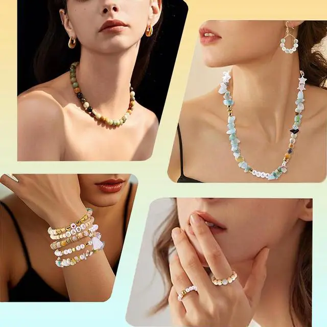 Alt view image 7 of 7 - Jewelry Making Kit, Natural Amazonite Stone & Letter Beads for DIY Crafts | Irregular Stone & Spacer Beads Bracelet Necklace Earrings Making Kit for Adults