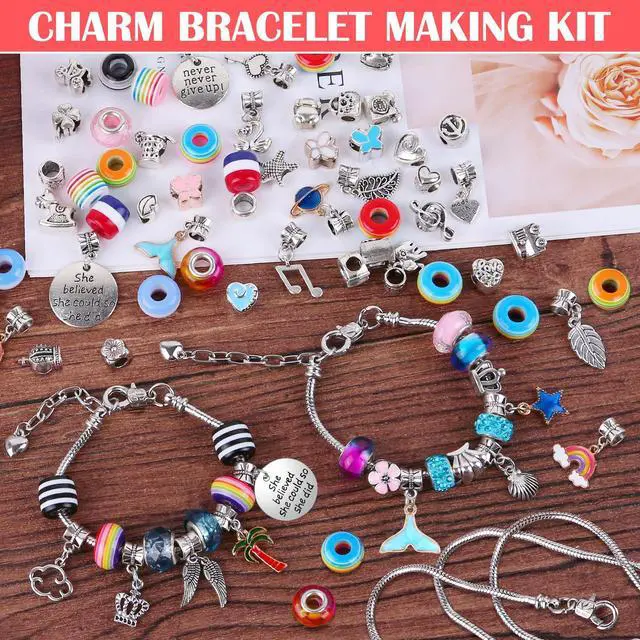 Alt view image 7 of 7 - 85 Pcs Charm Bracelet Making Kit, DIY Charm Bracelets Beads for Adults and Beginner Jewelry Making Kit