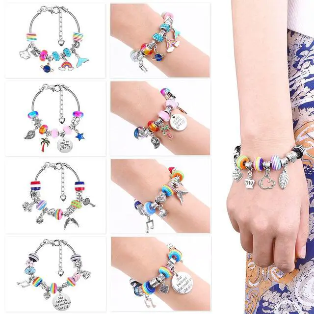 Alt view image 6 of 7 - 85 Pcs Charm Bracelet Making Kit, DIY Charm Bracelets Beads for Adults and Beginner Jewelry Making Kit