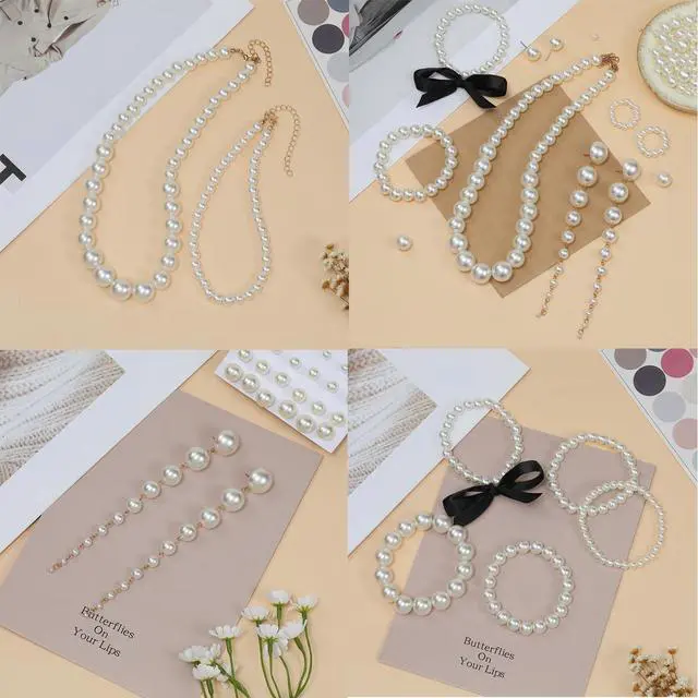 Alt view image 4 of 7 - 1200 Pcs Pearl Beads for Jewelry Making, 5 Size Round Pearls for Bracelets Making Kit Small Pearl Filler Beads with Hole for DIY Craft Necklace Earrings