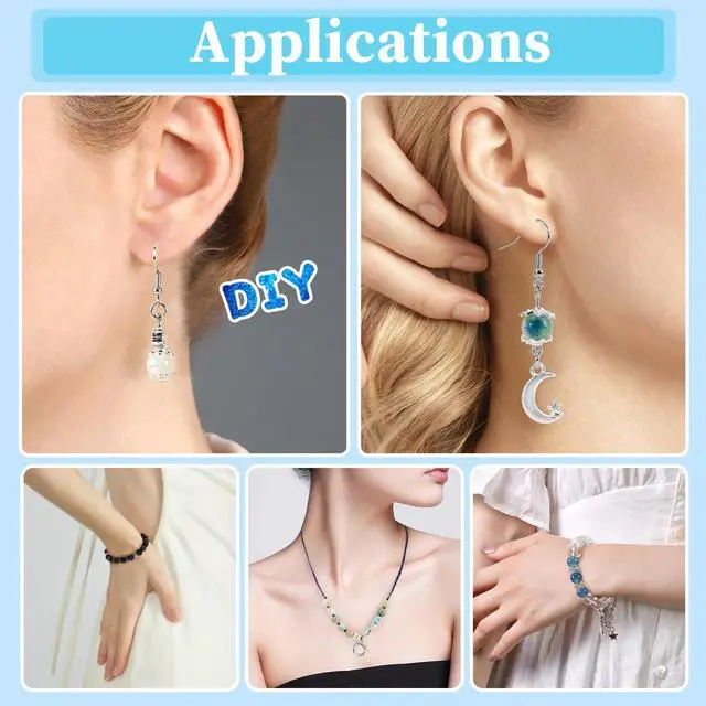 Alt view image 5 of 6 - Glass Beads for Bracelets Making Kit, Jewelry Making Supplies with Charms, Crystal String, Spacer Beads, DIY Bracelet Necklace Craft Kit for Adults (Blue)
