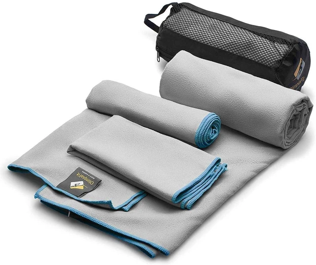 Main image of Quick Dry Towel - 3 Size Pack of Lightweight Microfiber Travel Towels w/Bag - Fast Drying Towel Set for Camping, Beach, Gym, Backpacking, Sports, Yoga & Swim Use (GREY)