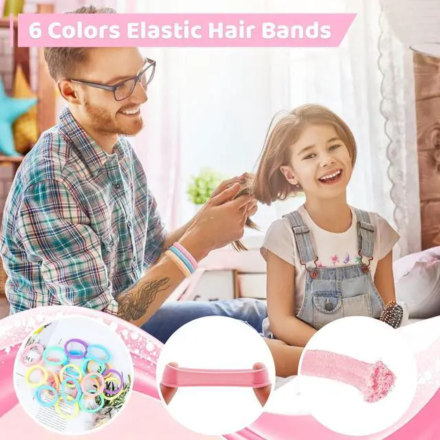Alt view image 7 of 7 - 76Pcs Pink Little Girls Hair Accessories Set with Elastic Hair Ties Clips | Elastic Spiral Hair Ties for Thick Hair,Crystal Flower Hair Claws, Butterfly Hair Clips, Large Hair Bows for Toddlers Teens