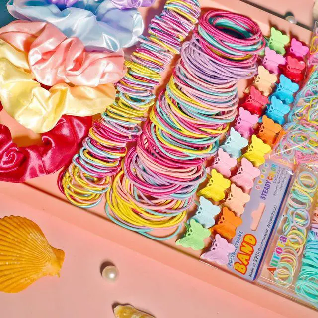 Alt view image 7 of 7 - Multicolor Hair Ties For Women Girls,Elastic Ponytail Holders Rubber Band For Thick Hair & Thin Hair Fashion Hair Accessories Set2335PCS