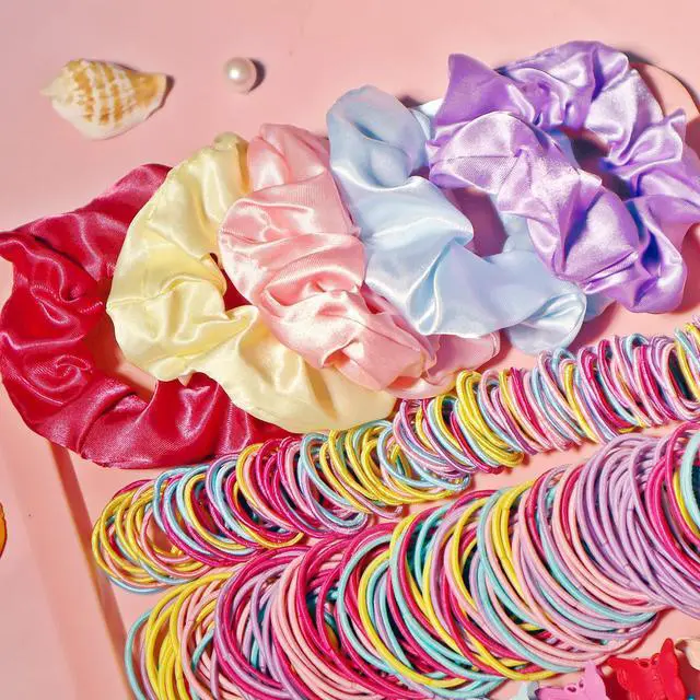 Alt view image 3 of 7 - Multicolor Hair Ties For Women Girls,Elastic Ponytail Holders Rubber Band For Thick Hair & Thin Hair Fashion Hair Accessories Set2335PCS