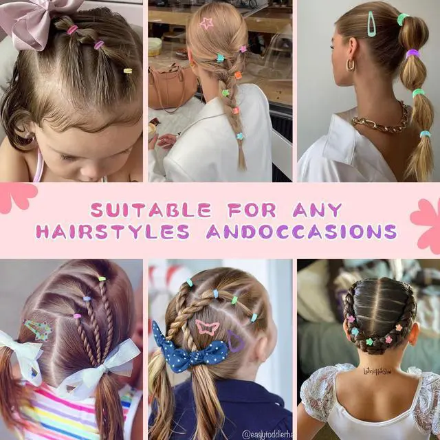 Alt view image 6 of 7 - Hair Accessories for Girls, 1350P Colorful Hair Ties with 72P Hair Clips | Bobby Pins for Toddlers, Hair Wax Stick, Butterfly Hair Clips, Hair Barrettes with Comb Set&Organizer Box
