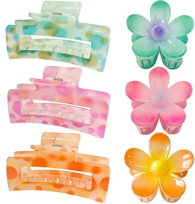 Main image of Hair Accessories Gift Set: Nonslip Big Cute Hair Claws, Medium Flower Hair Clips for Thick/Thin Hair, Hair Styling Accessories for Women/Girls