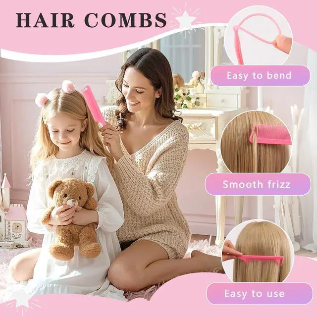 Alt view image 6 of 7 - Hair Accessories for Girls, 1350P Colorful Hair Ties with 44P Hair Clips | Glitter Butterfly Hair Clips, Hair Wax Stick, Butterfly Hair Claws, Hair Barrettes with Comb Set&Organizer Box, Ideal Gifts