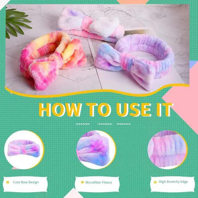 Alt view image 3 of 6 - Spa Headband,Makeup&Skincare Headbands,Headband for Washing Face | Teen Girls Stocking Stuffers Fuzzy Hair Bands for Women, Easter Basket Stuffers for Teens