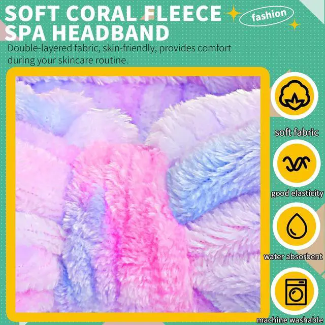 Alt view image 4 of 6 - Spa Headband,Makeup&Skincare Headbands,Headband for Washing Face | Teen Girls Stocking Stuffers Fuzzy Hair Bands for Women, Easter Basket Stuffers for Teens