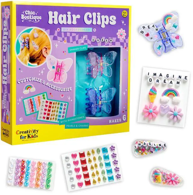 Main image of Crea Chic Boutique Hair Clips: Create 6 DIY Hair Clips, Crafts and Birthday Gifts for Girls, Girls Toys for and Summer Activities for Kids (Ages 6+)