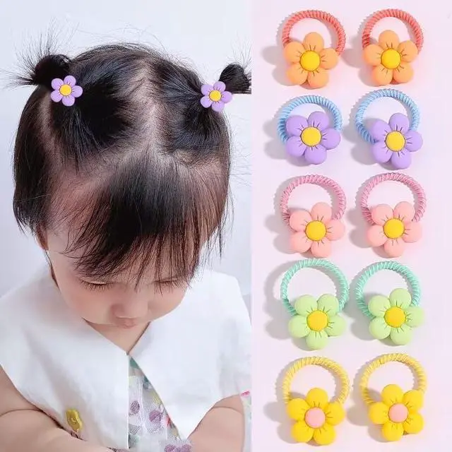 Alt view image 6 of 6 - 30pcs Toddler Hair Ties,Cartoon Bow,Flowers,Rainbows,Crowns Style with Rubber Band for Girls,Elastic No Damage Tiny Hair Sruchies,2-8Years/Adult's Fine,Pastel Colors