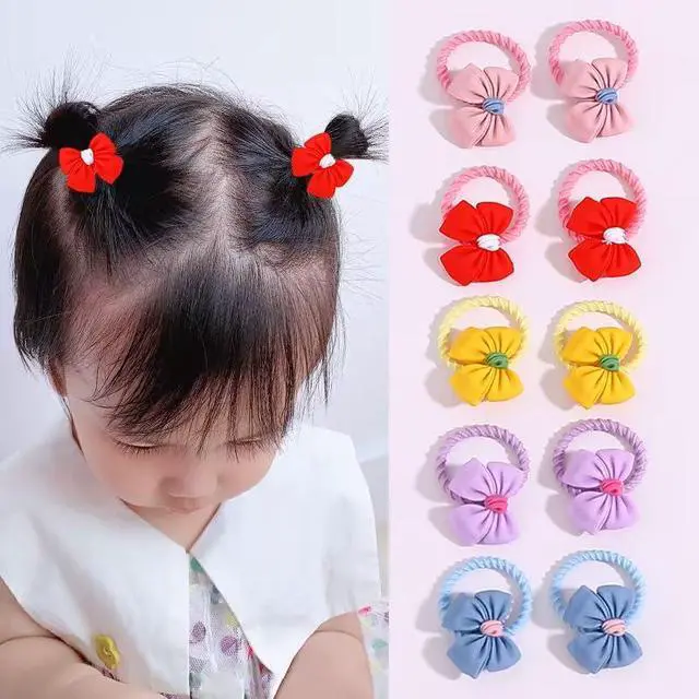 Alt view image 4 of 6 - 30pcs Toddler Hair Ties,Cartoon Bow,Flowers,Rainbows,Crowns Style with Rubber Band for Girls,Elastic No Damage Tiny Hair Sruchies,2-8Years/Adult's Fine,Pastel Colors