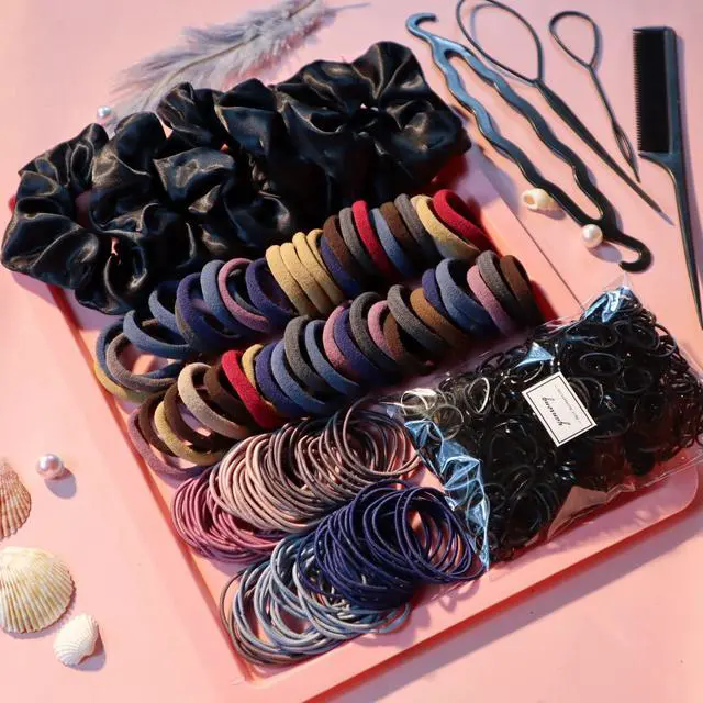 Alt view image 6 of 7 - 755PCS Hair Accessories for Woman Set Seamless Ponytail Holders Variety Hair Scrunchies Hair Bands Scrunchy Hair Ties For Thick and Curly (Mix)