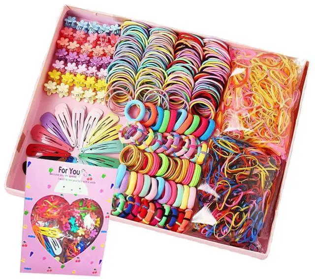 Main image of Hair Accessories for Girls, Girls Accessories, Ties Women Elastic Bands Ponytail Holders Rubber Barettes Ropes Girs (780PCS), red, blue, green, pink, black, purple, yellow, orange