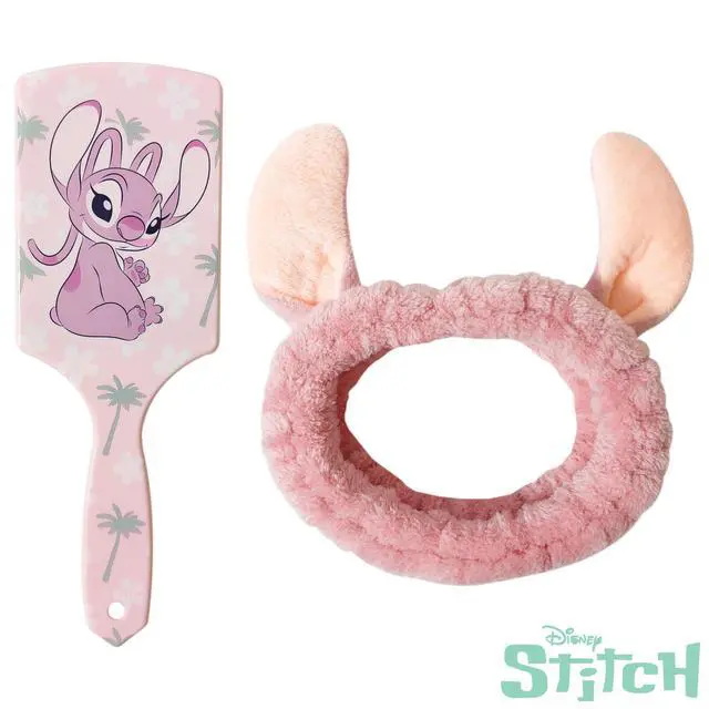 Alt view image 2 of 7 - Kids Disney Hair Brush & Spa Headband Set for Girls - Features Angel from Lilo and Stitch - Fun Grooming Kit for Detangling Styling - Soft & Stretchy One Size, Ages 3+
